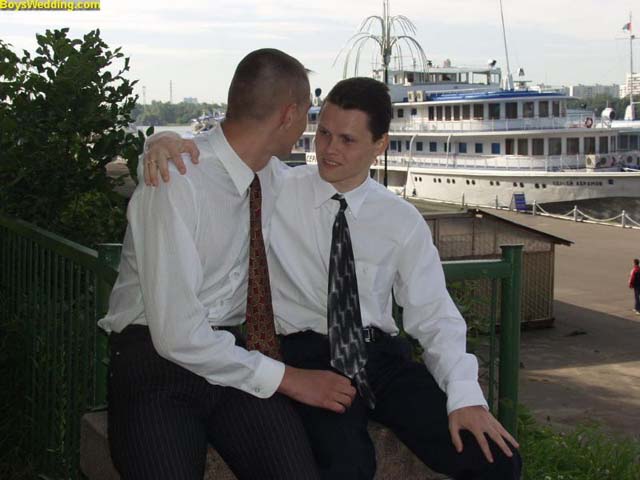 Young gay men in ties