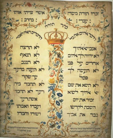 Decalogue Parchment by Jekuthiel Sofer (1768)  